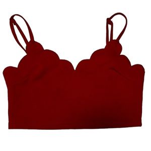 Red hot crop top with scalloping